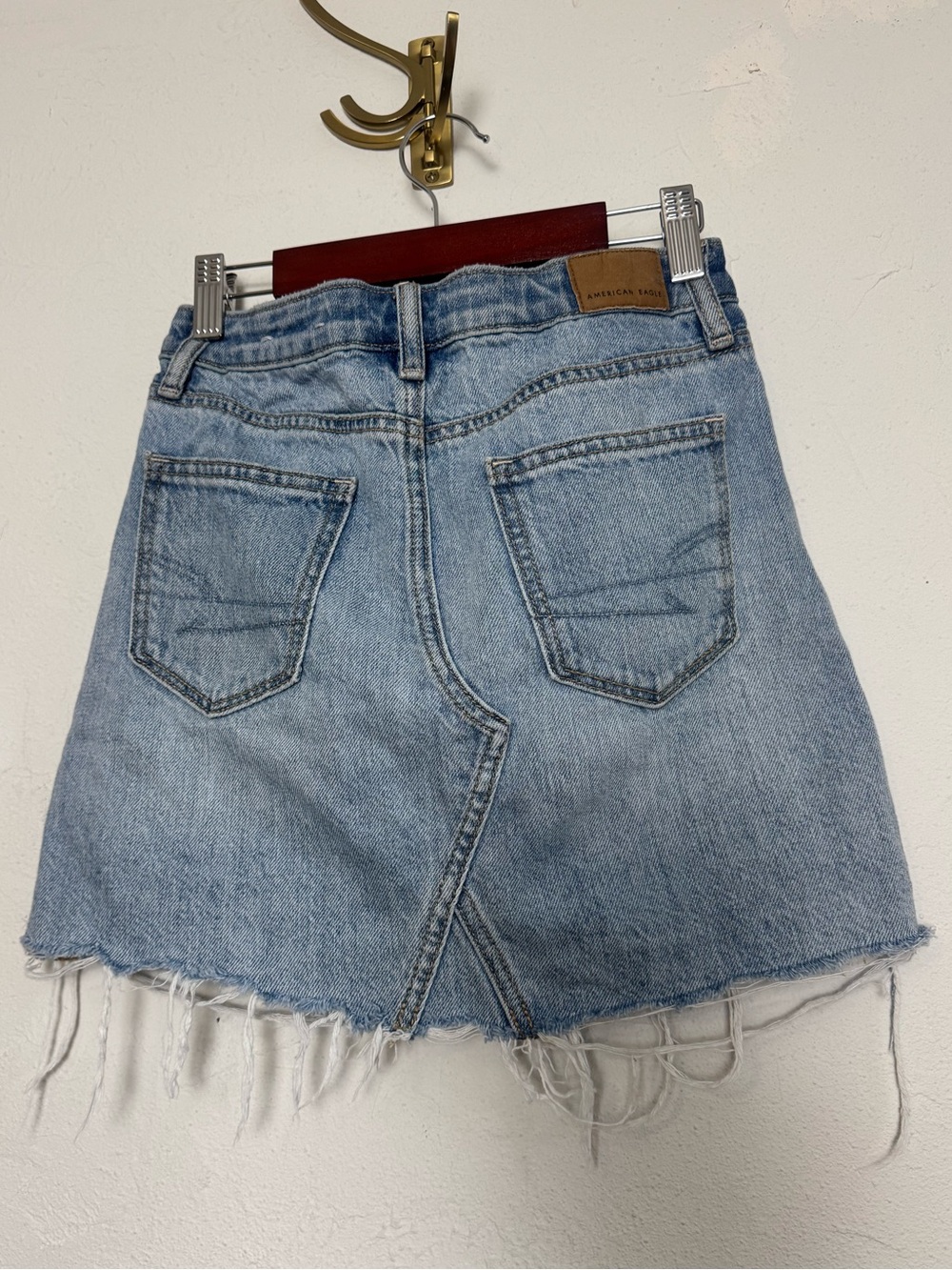 American Eagle Light Denim High Rise Mini Skirt